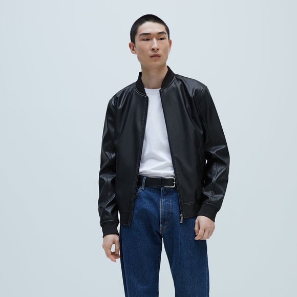 Zara Vegan Faux Leather Bomber Jacket XL